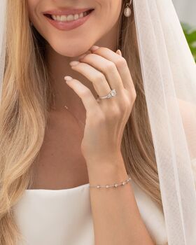 Two Ct Round Moissanite Three Stone Engagement Ring, 3 of 9