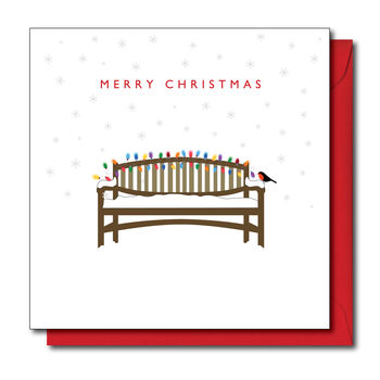 Pack Of Six 'Robin On A Snowy Bench' Christmas Card, 4 of 6