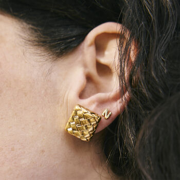 18ct Gold Plated Or Silver Initial Stud Earrings, 2 of 11