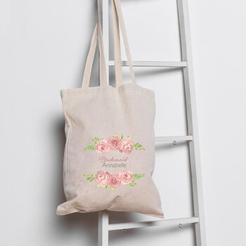 Bridal Party Personalised Tote Bags Peach And Sage, 5 of 5