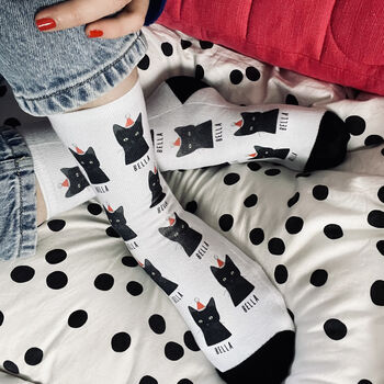 Personalised Cat Mum Or Dad Heart Socks, 12 of 12