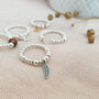 Sterling Silver 925 Feather Charm Stretch Bead Ring, thumbnail 3 of 6