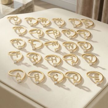 Gold Plated Adjustable Personalised Initial Ring, 4 of 5