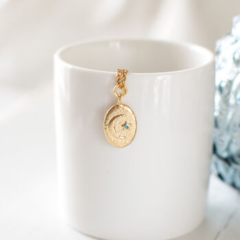 Gold Plated Crescent Moon And Star Opal Necklace, 3 of 8