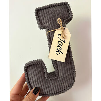 Personalised Wooden Tags Corduroy Fabric Letter, 5 of 7