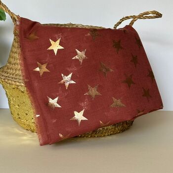 Antique Stars Print Scarf In Red, 4 of 4