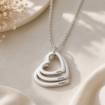 Personalised Multi Hearts Shaped Engraved Necklace, 4 of 10