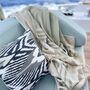 Milos Linen Blend Striped Blanket Sage Green, thumbnail 3 of 12