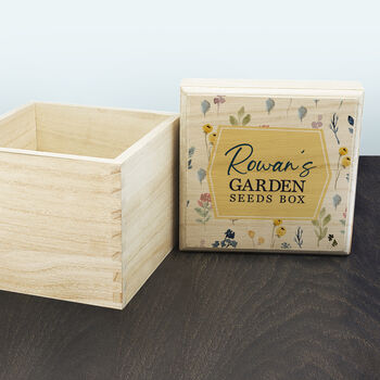 Personalised Gardener's Floral Garden Wooden Seed Box, 3 of 3