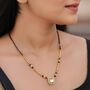 Square Solitaire Charm Black Beaded 18ct Gold Plated Mangalsutra Necklace, thumbnail 3 of 4