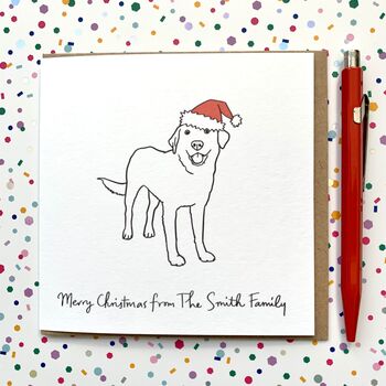 Personalised Festive Labrador Santa Hat Christmas Card, 2 of 2