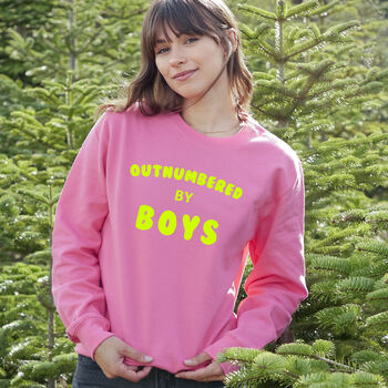 'Outnumbered By Boys' Mum Jumper Sweatshirt, 2 of 12