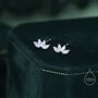 Sterling Silver Lotus Flower Cz Screw Back Or Stud Earrings, thumbnail 1 of 12