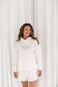 Ladies' Oh Hey Vacay Embroidered Holiday Matching Mini Me Hoodie Jumper, 3 of 8