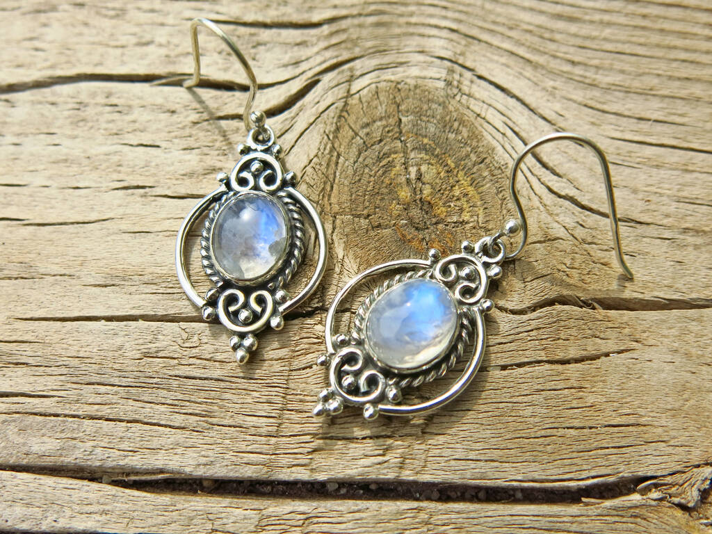 Rainbow Moonstone Gypsy Earrings By EarthRockStone