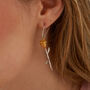 Safety Pin Gold Color Rose Sterling Silver Earring, thumbnail 1 of 5