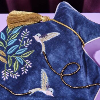 Luxury Embroidered Bird With Tassle Hot Water Bottle, 3 of 5