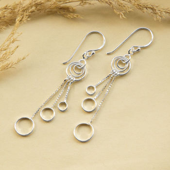 Sterling Silver Dangly Delicate Rings Earrings, 2 of 4
