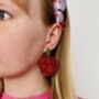 Red Apple Glitter Earrings / Best Teacher Gift End Of Term Appreciation Jewellery / Snow White Inspired Gift Enchanted Forest Jewellery / Vintage Style Fruit Jewellery Bold Red Statement Gift, thumbnail 5 of 5