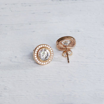Rose Gold Swarovski Crystal Earrings, 3 of 6