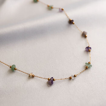 Non Tarnish Gemstone Nugget Bead Chain Necklace, 7 of 10
