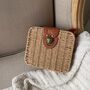 Personalised Harriet Square Straw Rattan Wicker Tan Brown Cross Body Bag, thumbnail 2 of 4