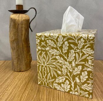 Wooden Tissue Box Cover Gold Acorn, 2 of 4