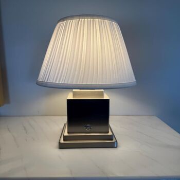 Rechargeable Table Lamp In Brushed Gold And Steel, 4 of 5