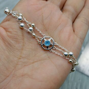 Aqua Chalcedony / Opal Sterling Silver Bracelet, 7 of 12