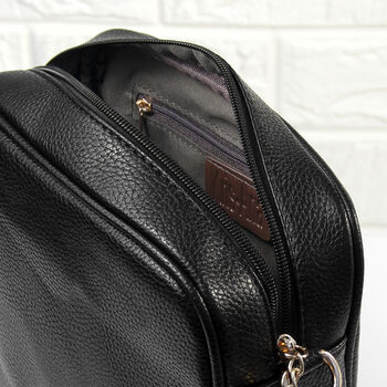 Personalised Vegan Leather Crossbody Bag In Black, 6 of 12