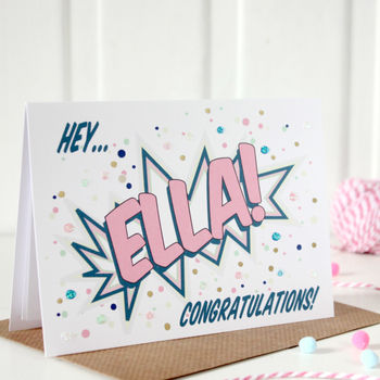 Personalised Congratulations Card, Comic Book Style, 4 of 4