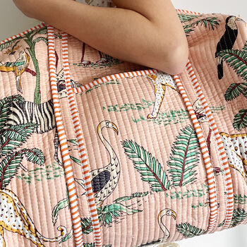 Jungle Print Weekend Duffle Bag In Peach, 6 of 6