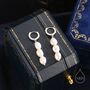 Sterling Silver Genuine Baroque Pearl Trio Huggie Hoop Earrings, thumbnail 1 of 12