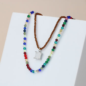 Crystal Beaded Necklace Set Colourful Tiny Beads Friendship Jewellery, 2 of 4