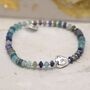 Blue Mix Bead Bracelet With Silver Plated Pebble, thumbnail 1 of 3