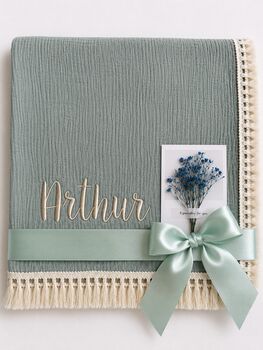 Personalised Baby Blanket 120x100cm 100% Cotton Muslin Newborn, 5 of 12