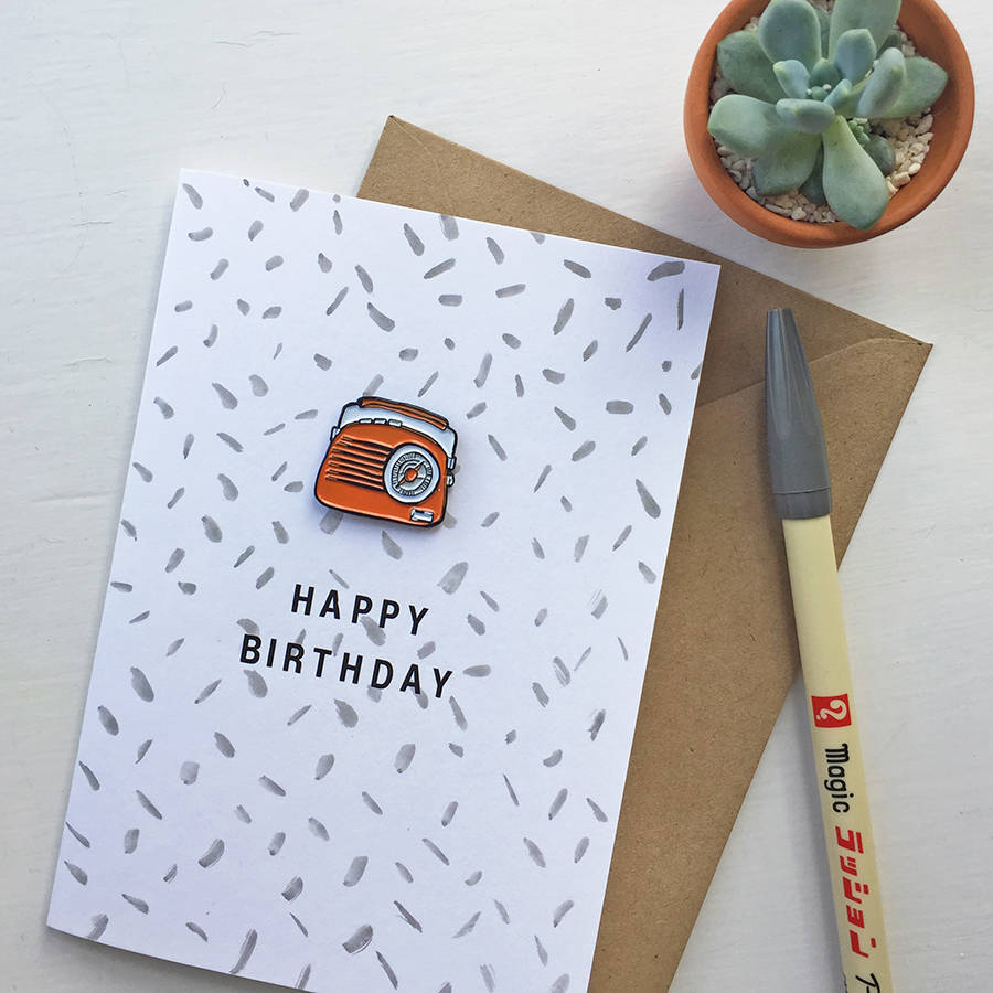 Enamel Pin On A Greetings Card By Lucy Wilkins | Notonthehighstreet.com