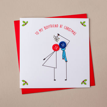 'To My Boyfriend At Christmas' Button Card, 3 of 5