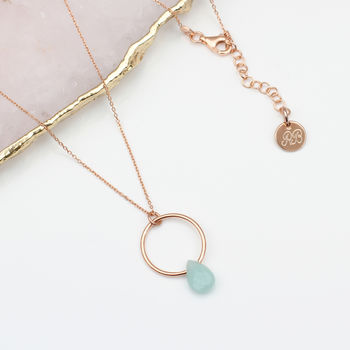 18ct Rose Gold Plated And Semi Precious Stone Necklace, 3 of 6