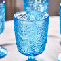 Lugo Paisley Embossed Blue Wine Glass, thumbnail 3 of 3