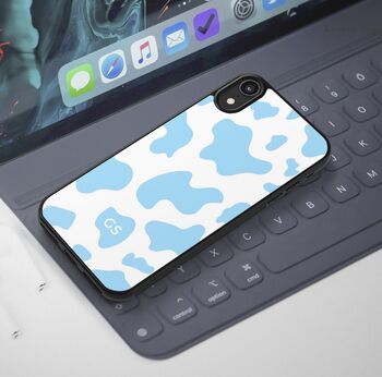 Blue And White Cow Print iPhone Case, 2 of 2