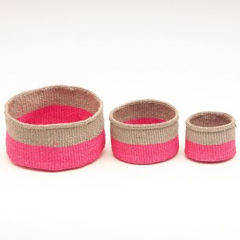 Grey And Fluoro Pink Colour Block Basket, 10 of 12