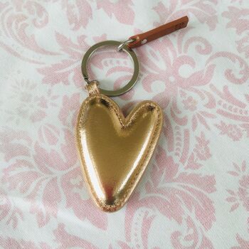 Pink/ Gold Leather Heart Keyring / Charm, 2 of 6