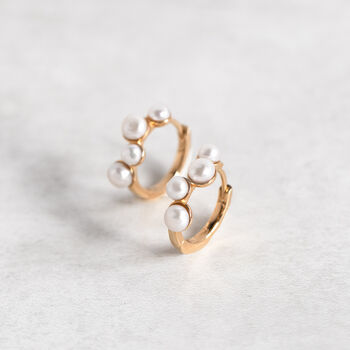 Sterling Silver Or Gold Pearl Cluster Hoop Earrings, 2 of 12