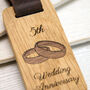 Personalised 5th Anniversary Leather And Wood Key Ring, thumbnail 2 of 4