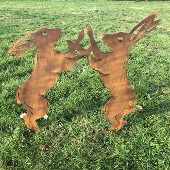 Boxing Hares Garden Ornament, 4 of 4