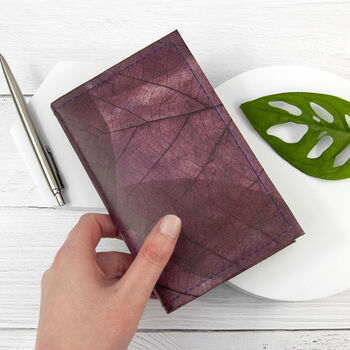 Vegan Teak Leaf Leather A6 Refillable Notebook, 10 of 12