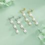 Sterling Silver Genuine Freshwater Pearl Trio Drop Earrings, thumbnail 7 of 11