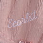 Personalised Knitted Dusty Pink Blanket With Bow, thumbnail 6 of 9