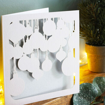 Baubles Papercut Christmas Card, 2 of 4